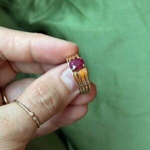 10k Yellow Gold and Ruby Solitaire Gemstone Ring